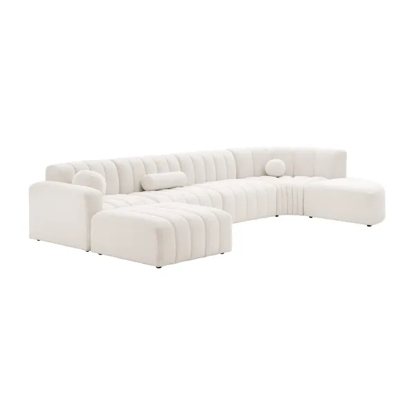 Aurelie Modern Channel Tufted Curved Modular Sectional Sofa | Combination 001