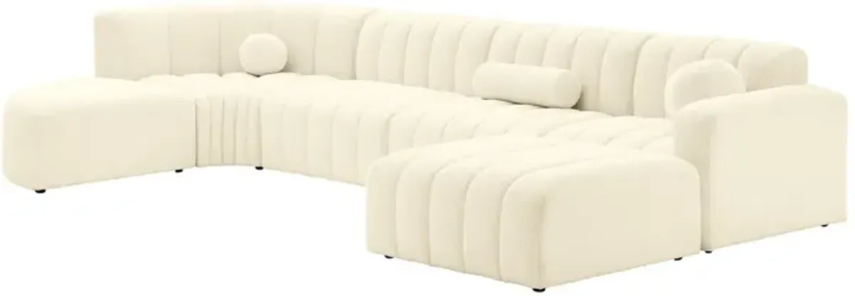 Aurelie Modern Channel Tufted Curved Modular Sectional Sofa | Combination 001