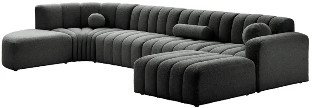 Aurelie Modern Channel Tufted Curved Modular Sectional Sofa | Combination 001
