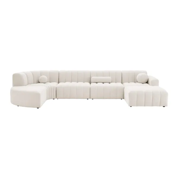 Aurelie Modern Channel Tufted Curved Modular Sectional Sofa | Combination 001