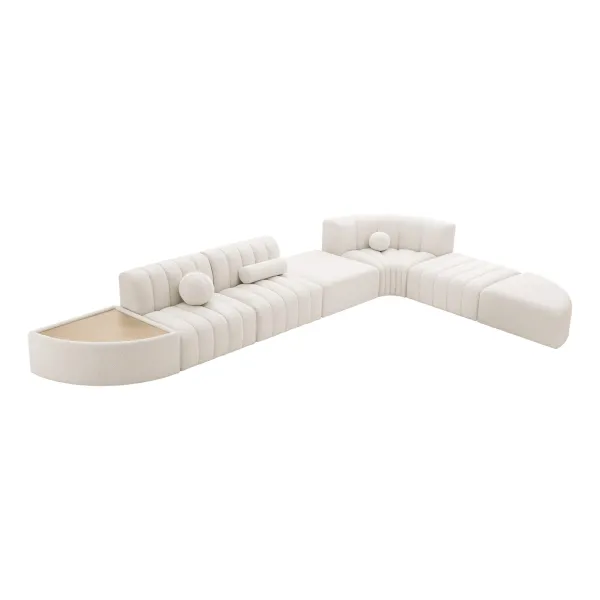 Aurelie Modern Channel Tufted Curved Modular Sectional Sofa | Combination 002