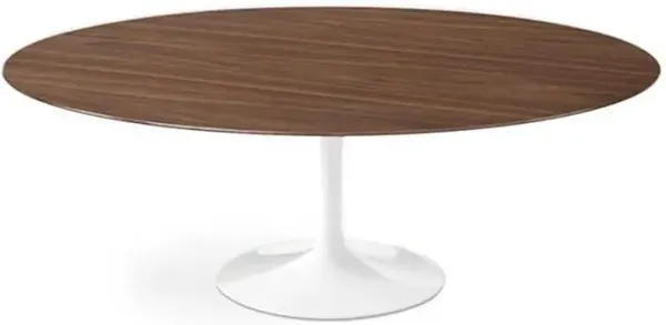 Dark Walnut Wood Tulip Dining Table - Oval
