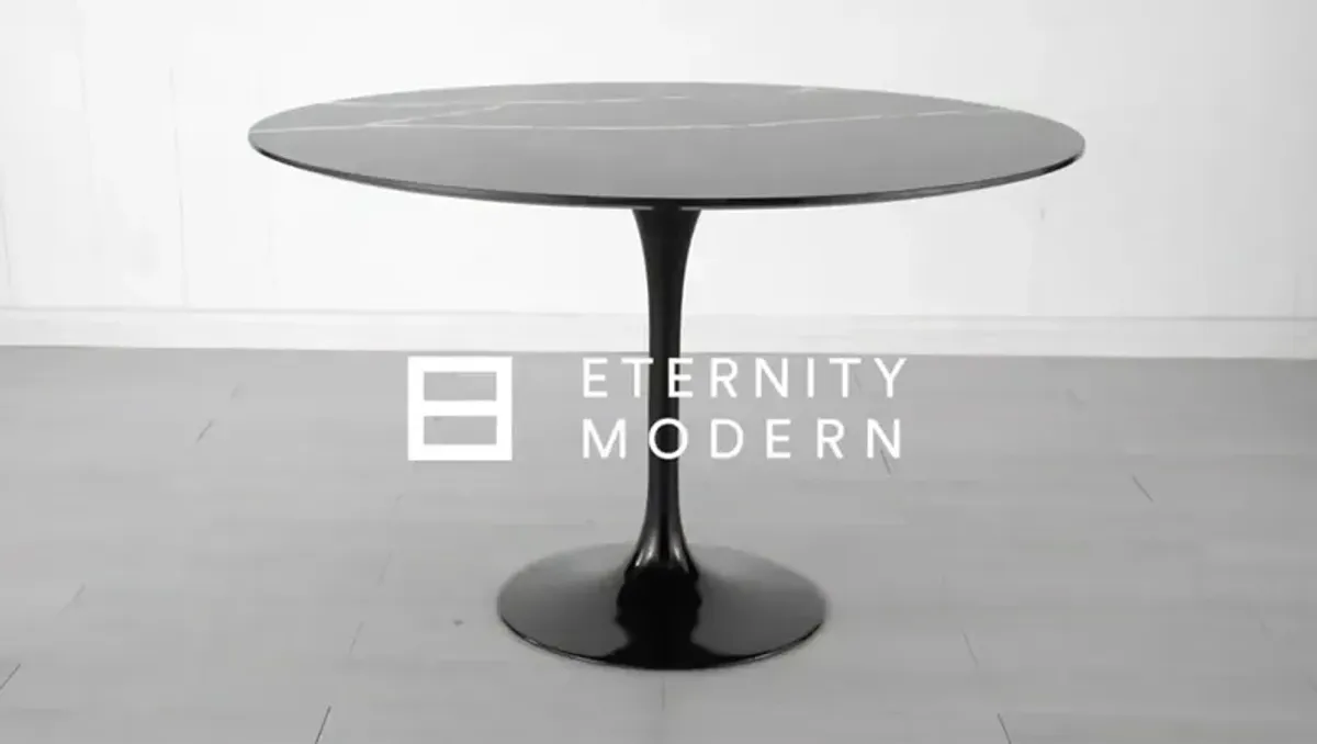 Black Calacatta Quartz | Tulip Dining Table - Round