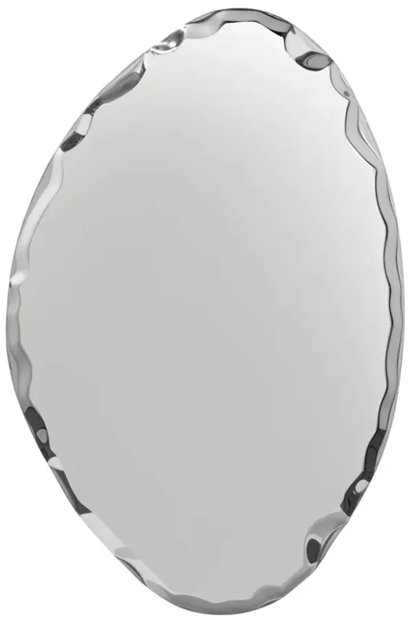 Tafla Abstract Wall Mounted Polished Stainless Steel Elliptic Drop Mirror