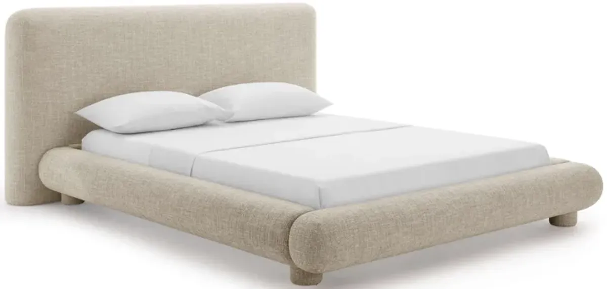 Adonis Modern Low Profile Woven Fabric Upholstered Platform Bed