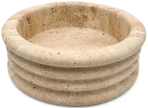 Lea Round Stackable Travertine Decorative Bowl