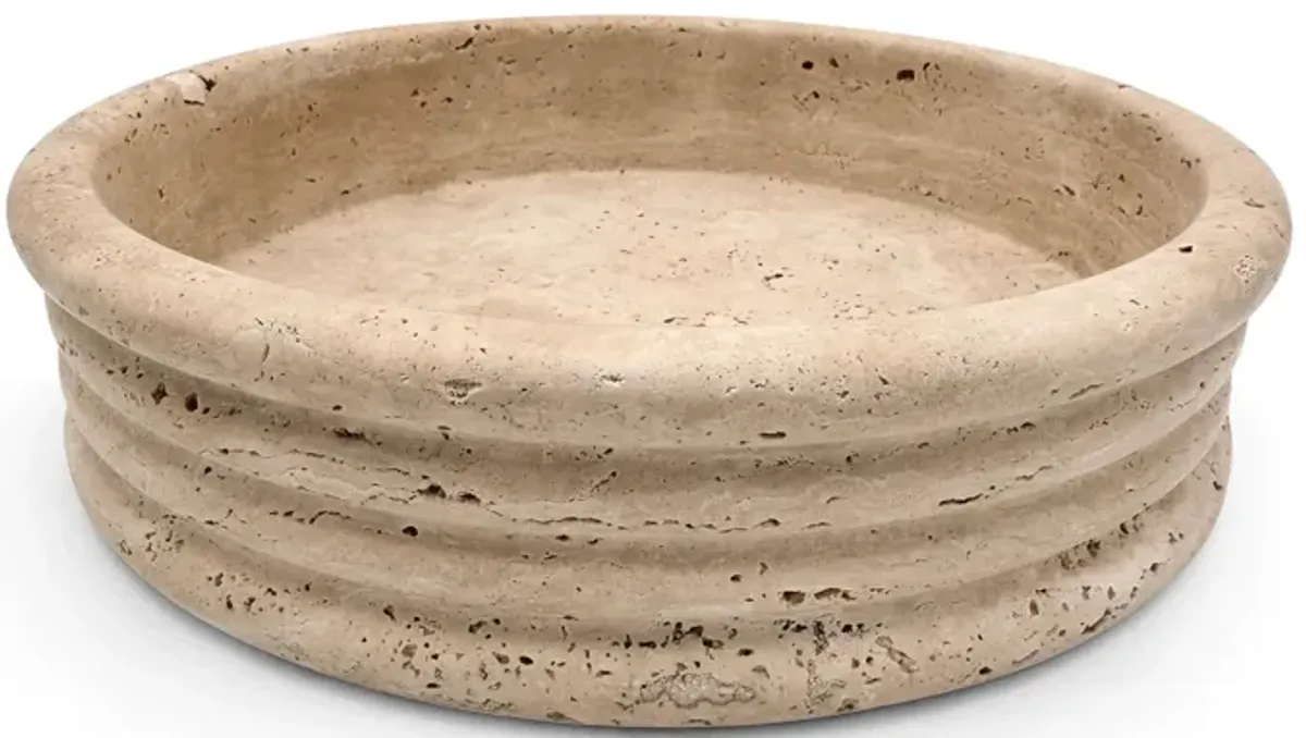Lea Round Stackable Travertine Decorative Bowl