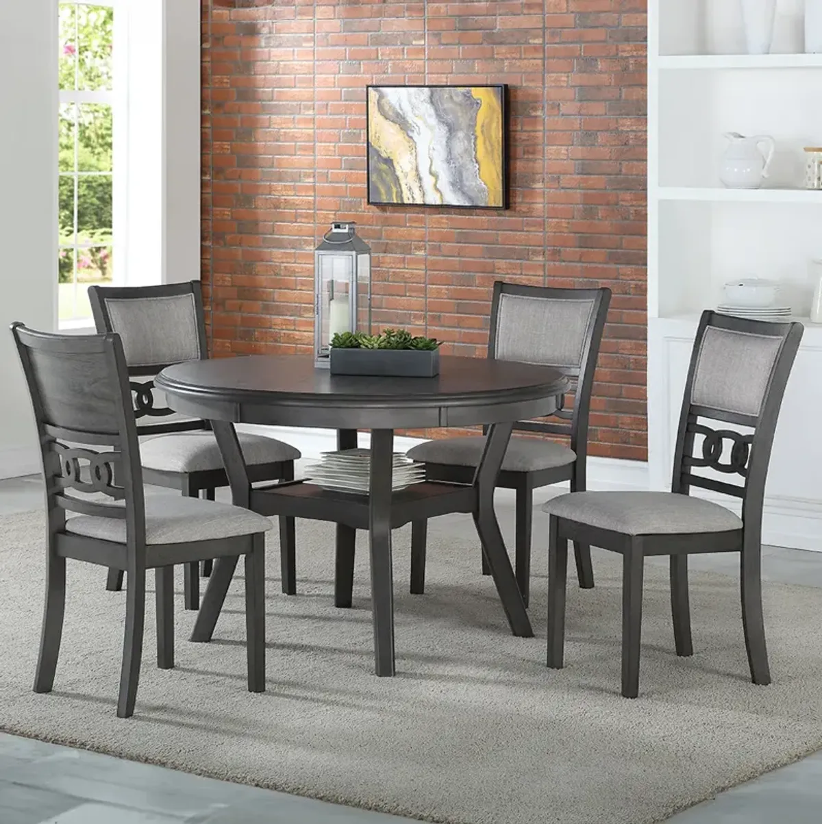 Brown Gia Round Dining Set (5pc)