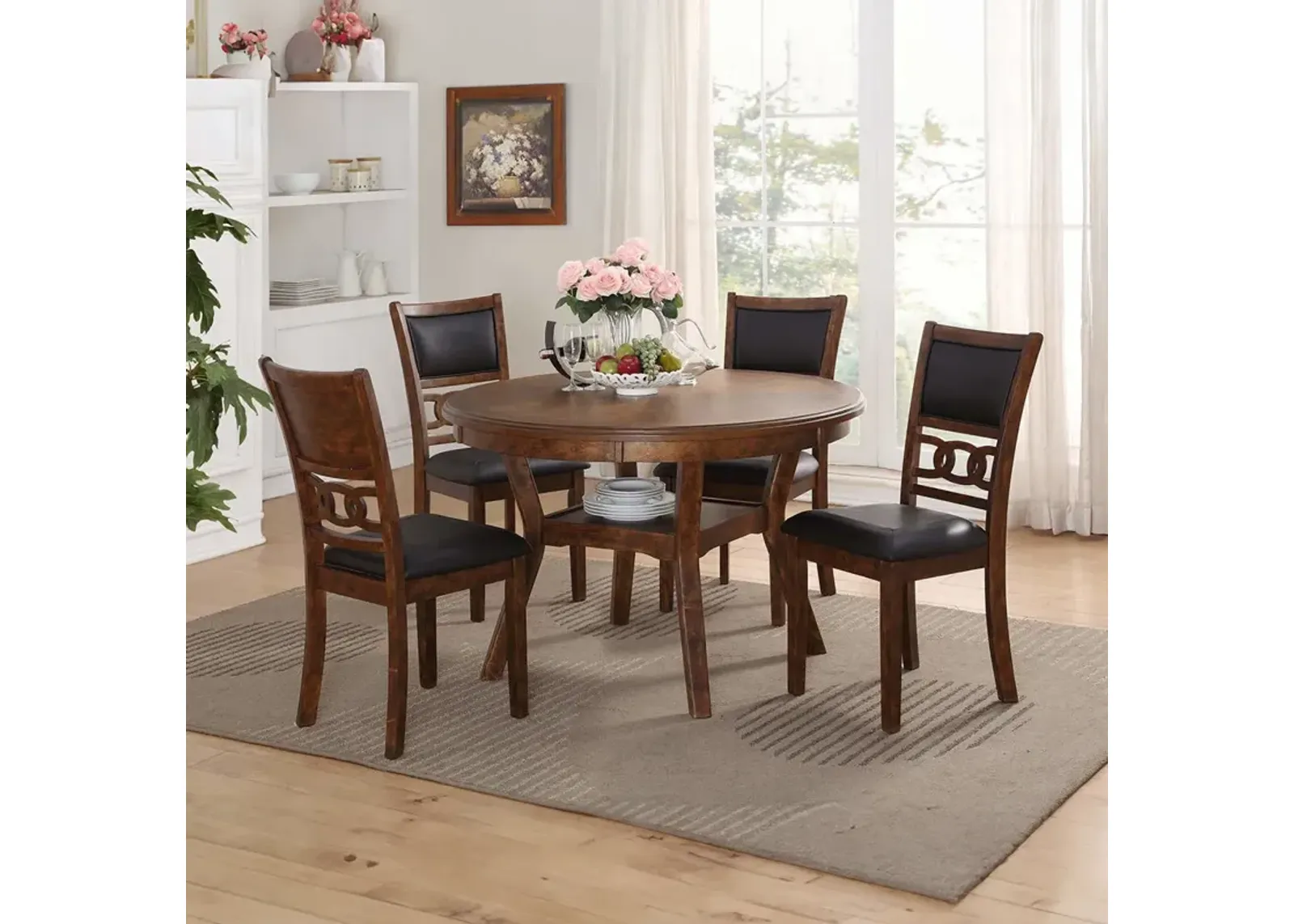 Brown Gia Round Dining Set (5pc)