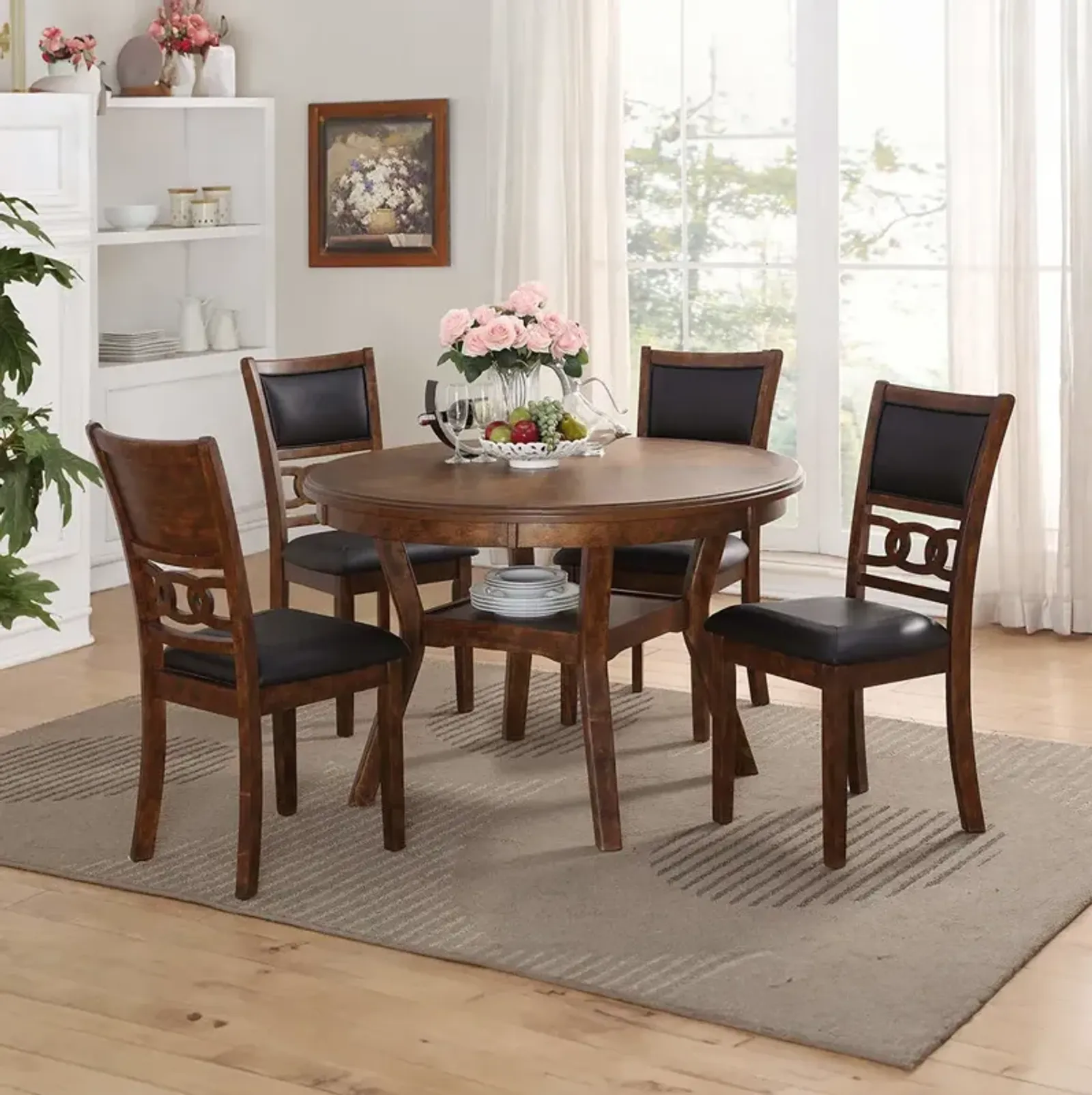 Brown Gia Round Dining Set (5pc)