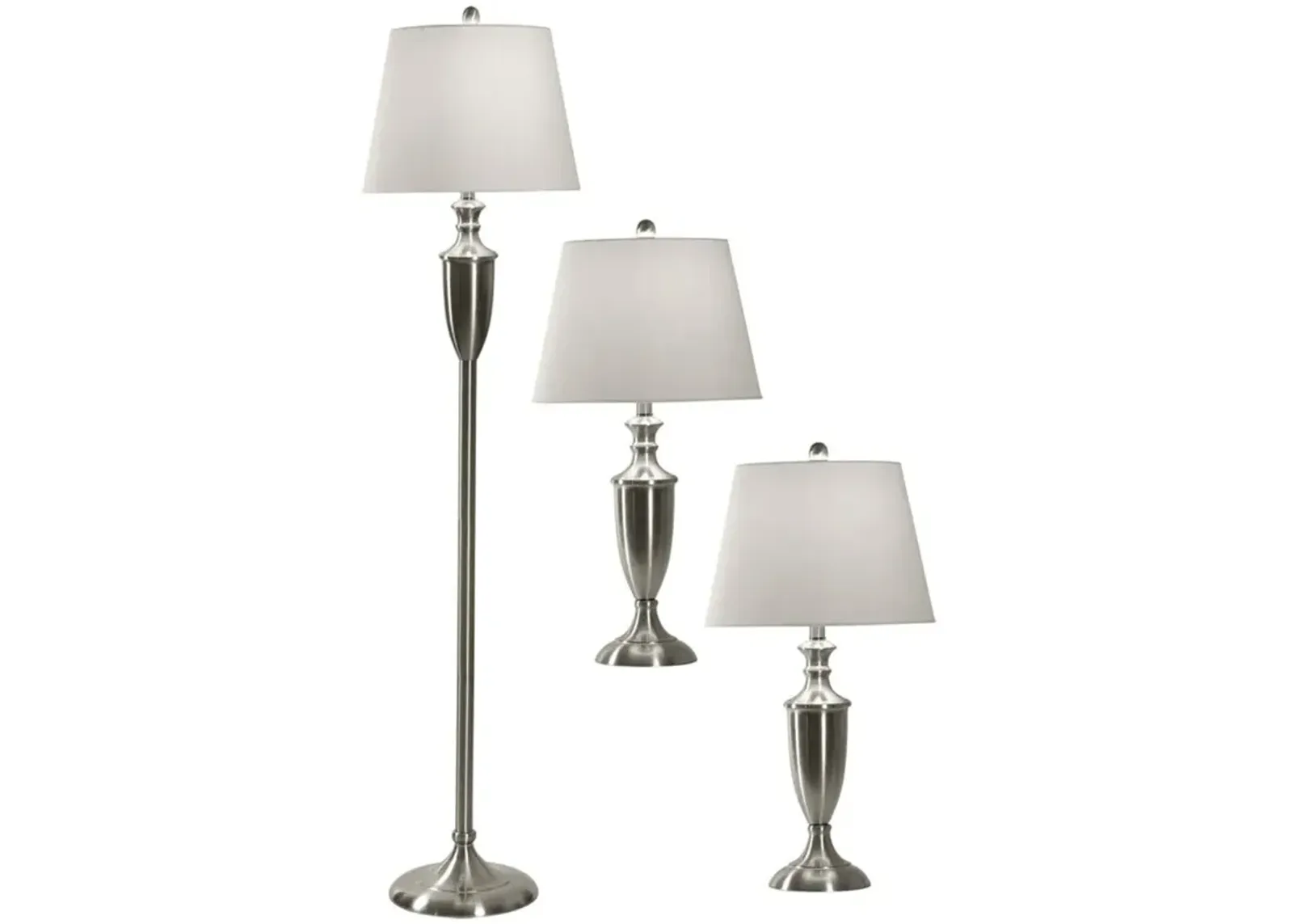 Silver Tone Lamp Trio