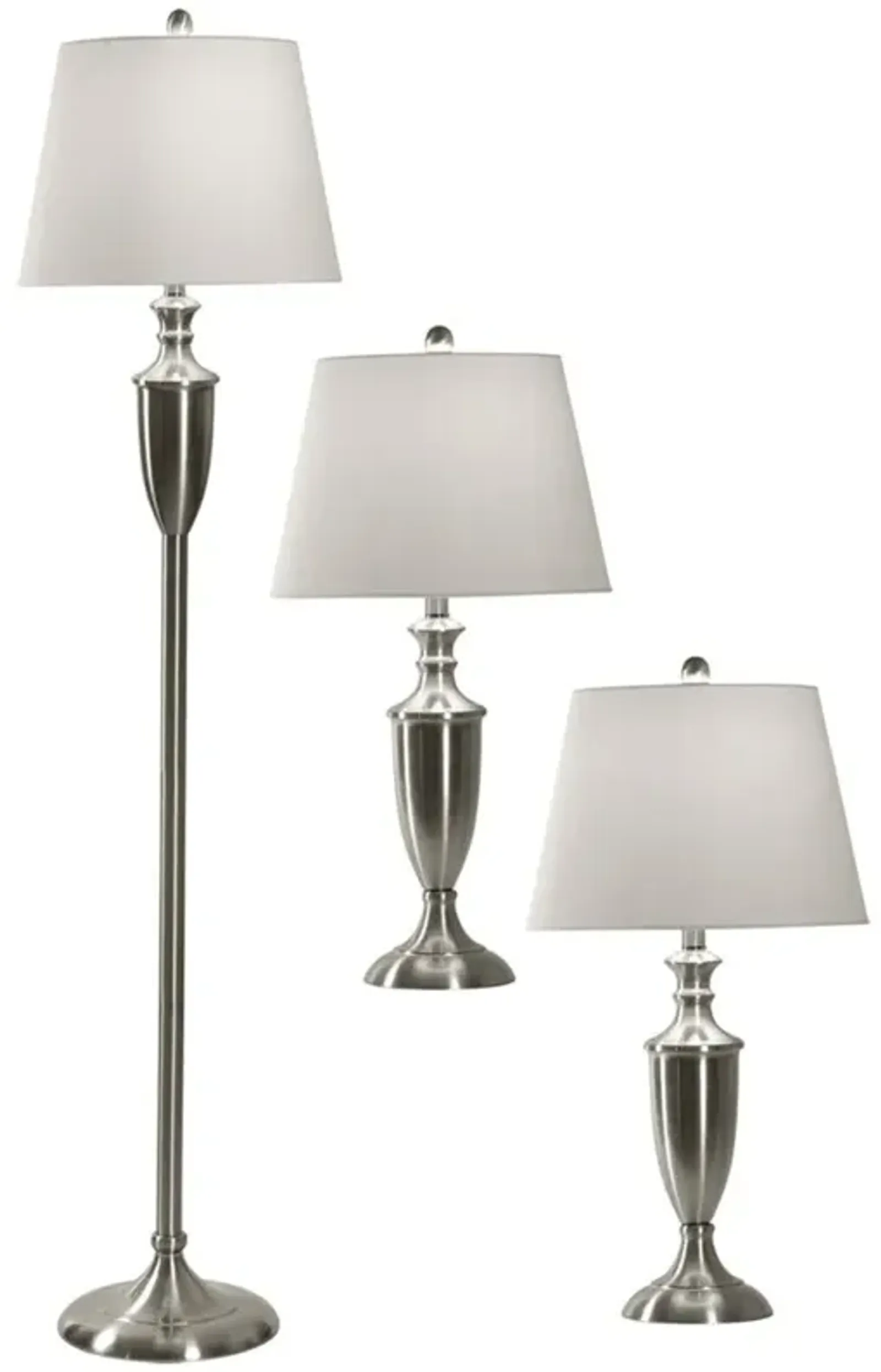 Silver Tone Lamp Trio