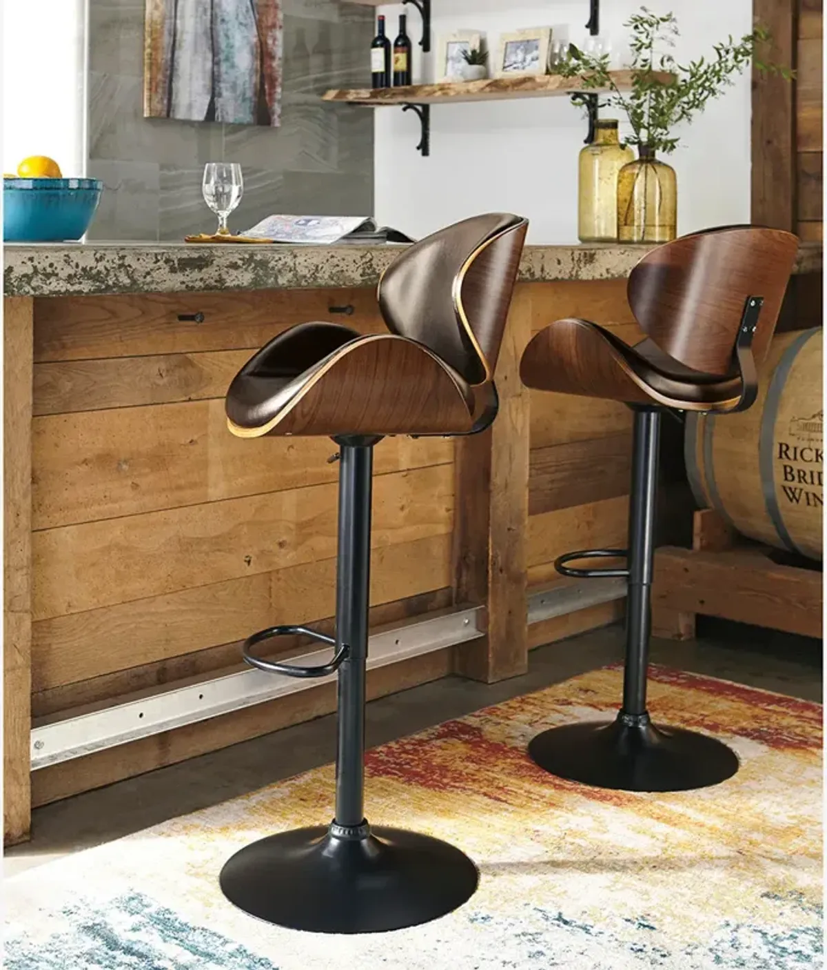 Adjustable Swivel Barstool - Black