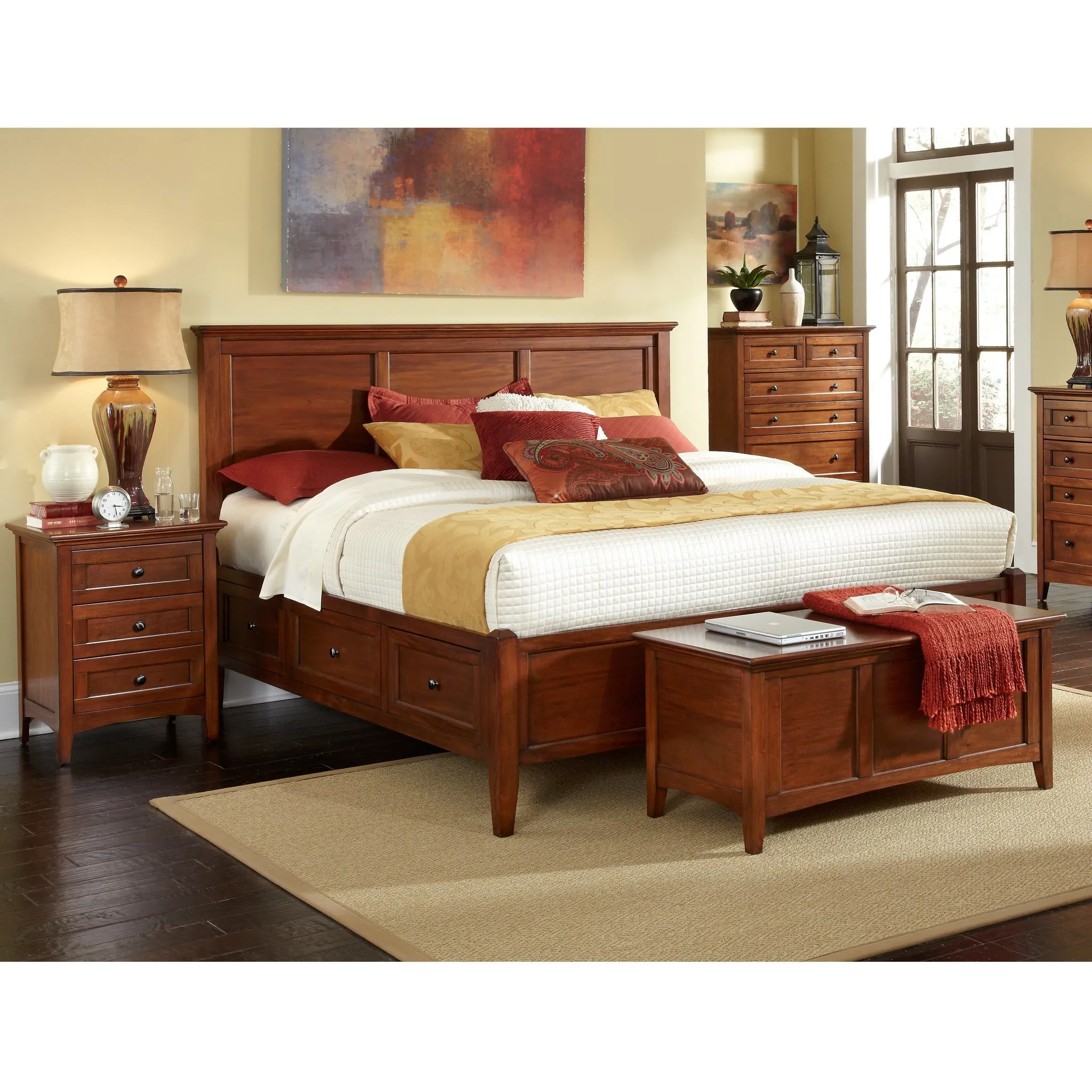 Queen / Cherry Westlake Storage Bed