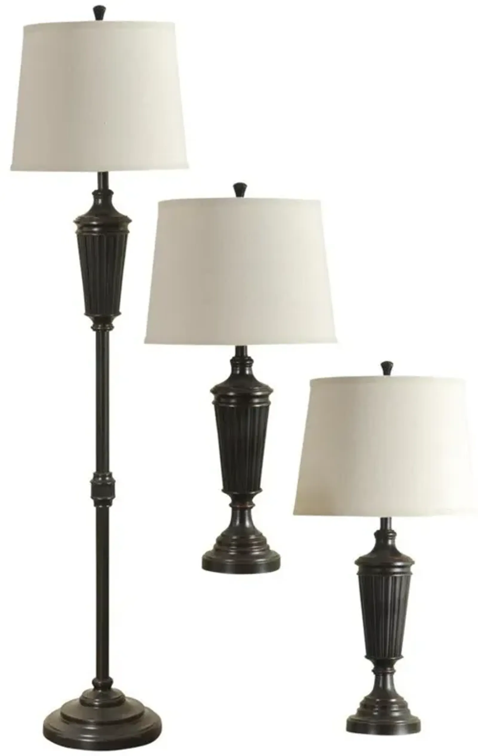 Bronze Wood Finish Lamp Trio