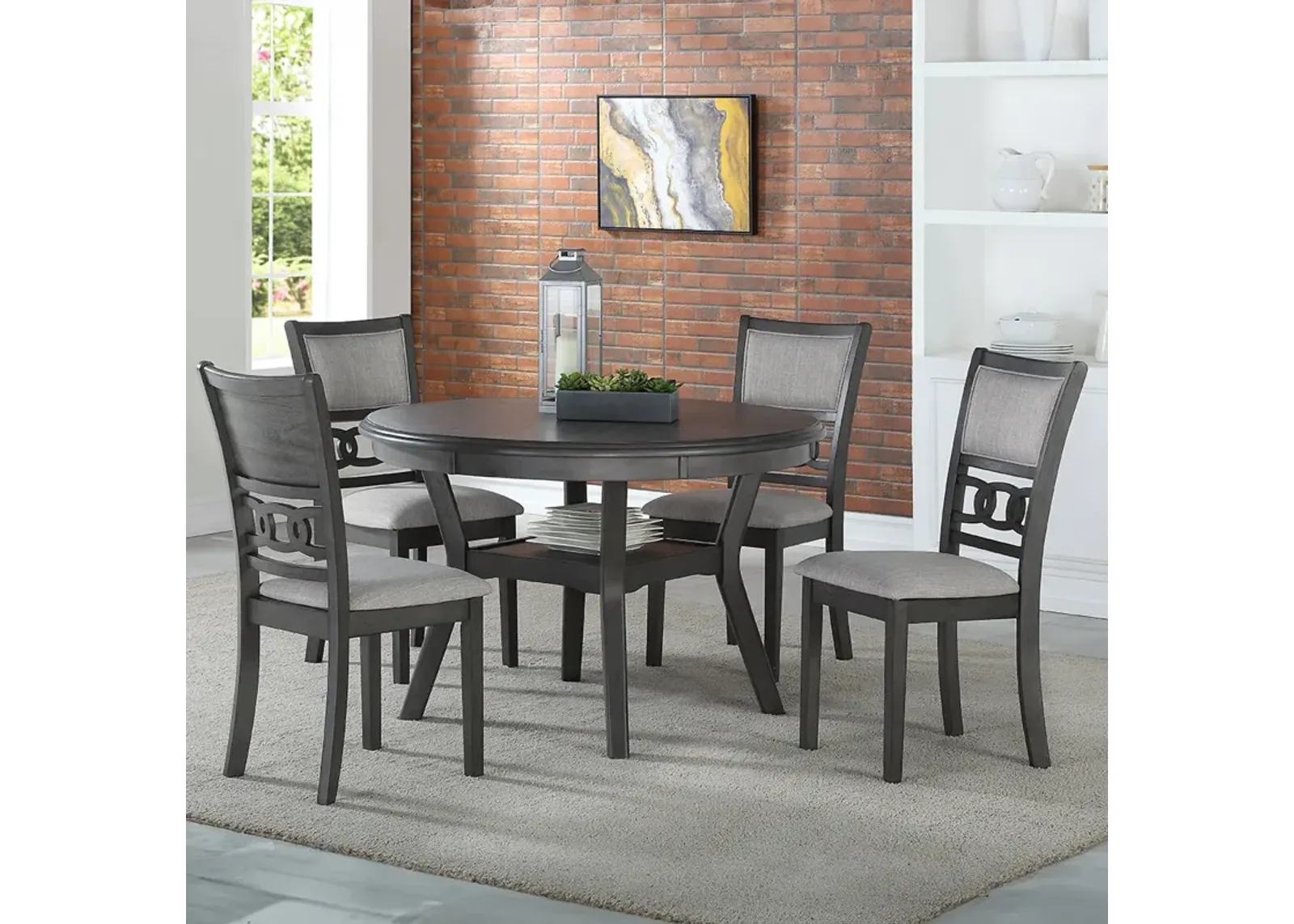 Gray Gia Round Dining Set (5pc)