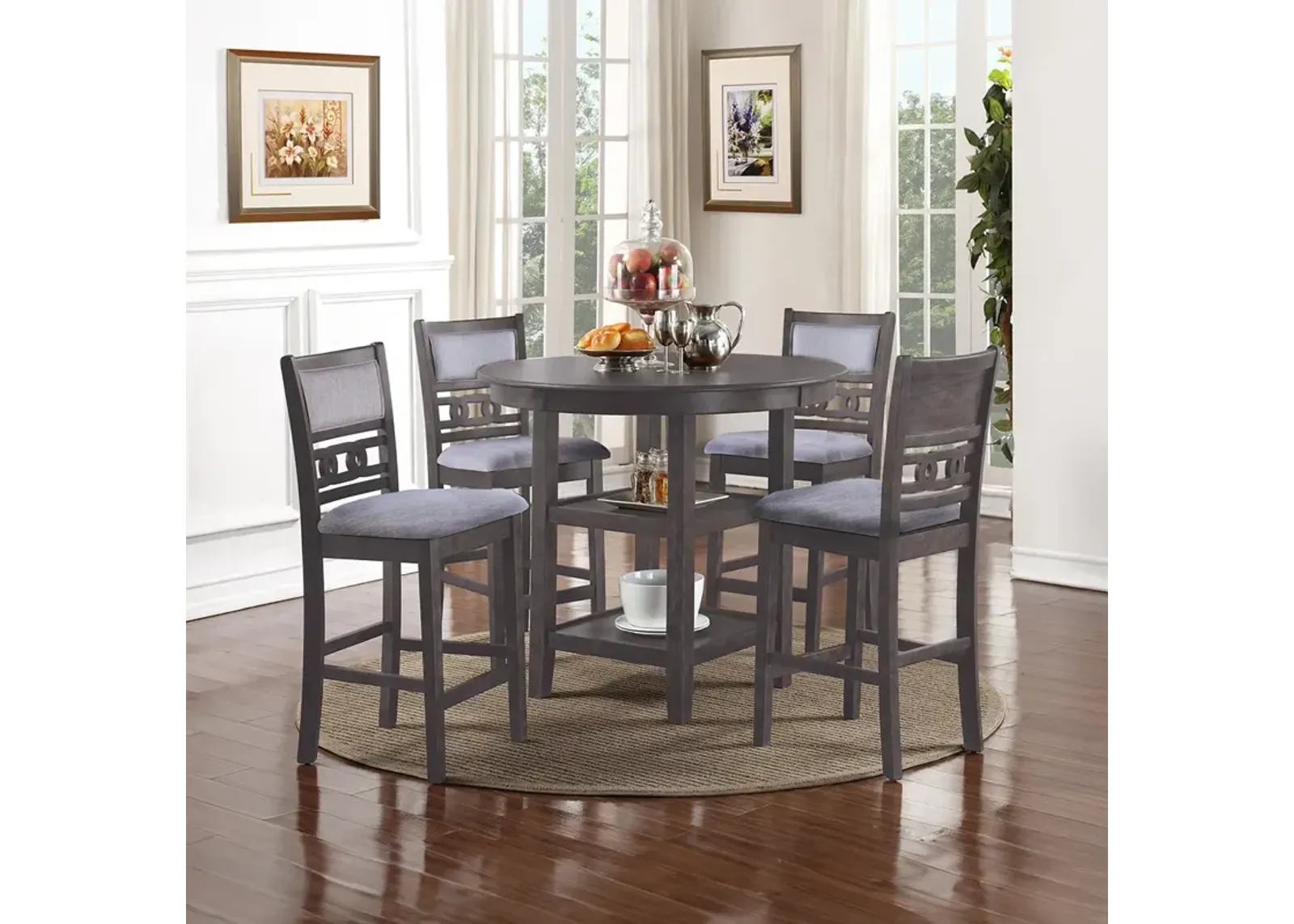 Gray Gia Round Pub Dining Set