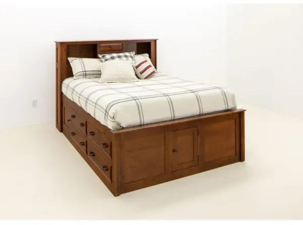 Queen Simplicity Bookcase Storage Bed