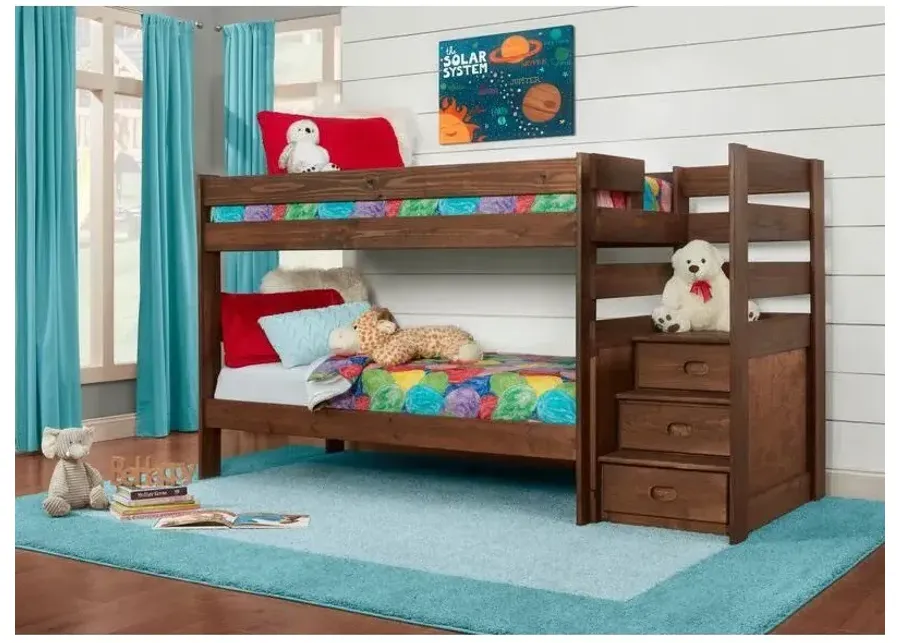 Twin over Twin / Chestnut Quinn Staircase Bunk Bed