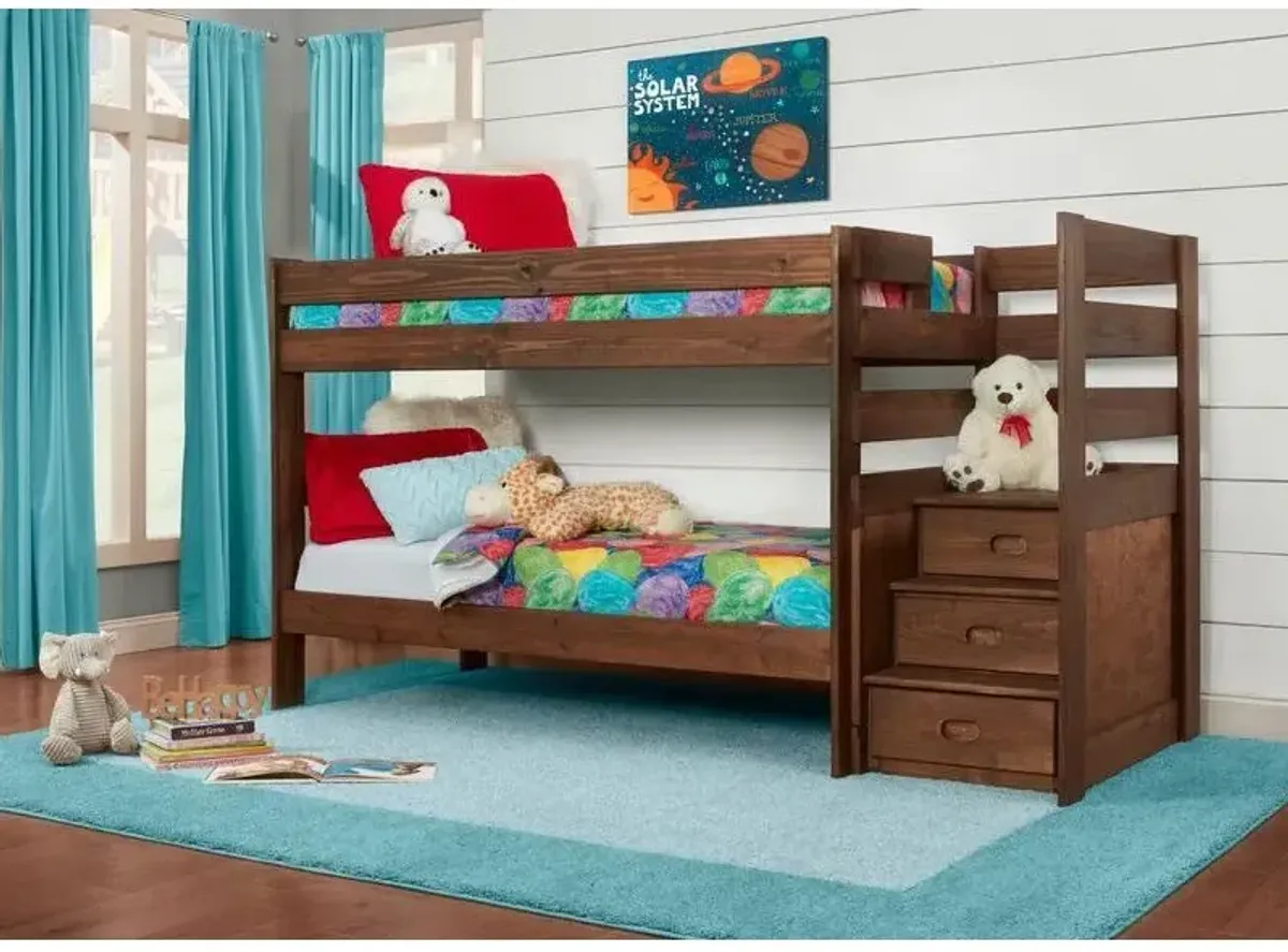 Twin over Twin / Chestnut Quinn Staircase Bunk Bed