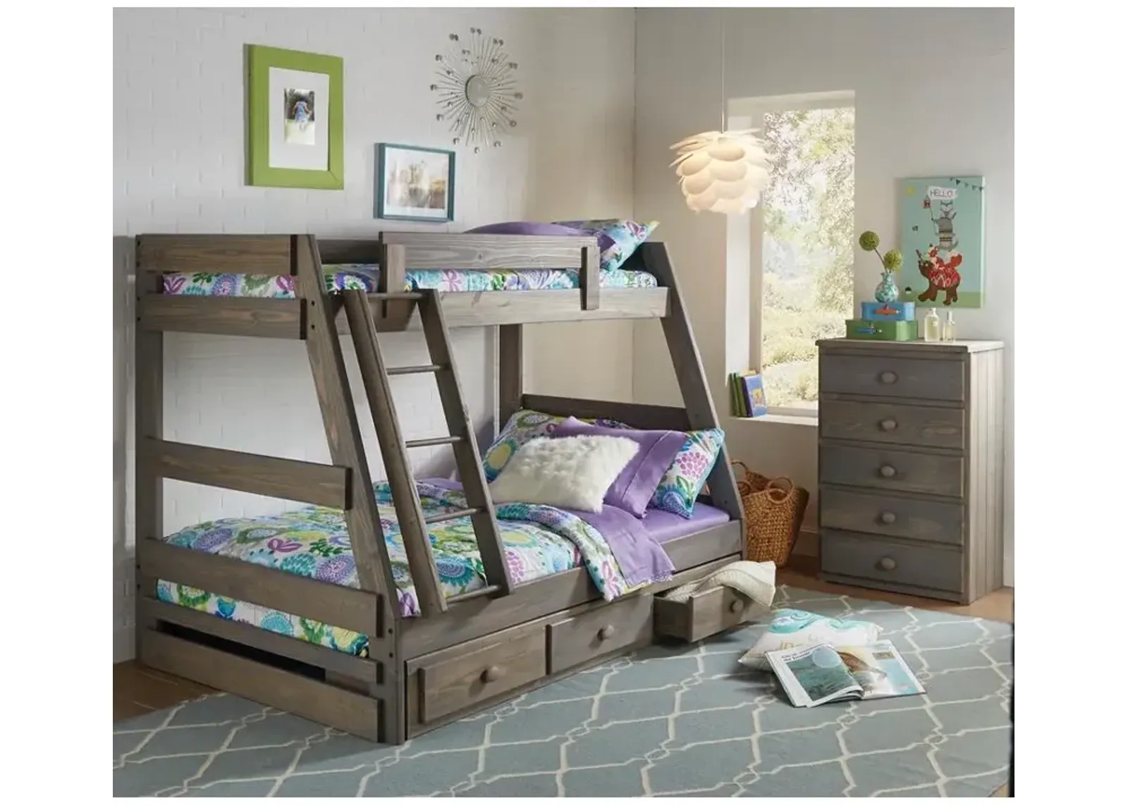 Twin over Full / Gray Quinn Gray Bunk Bed