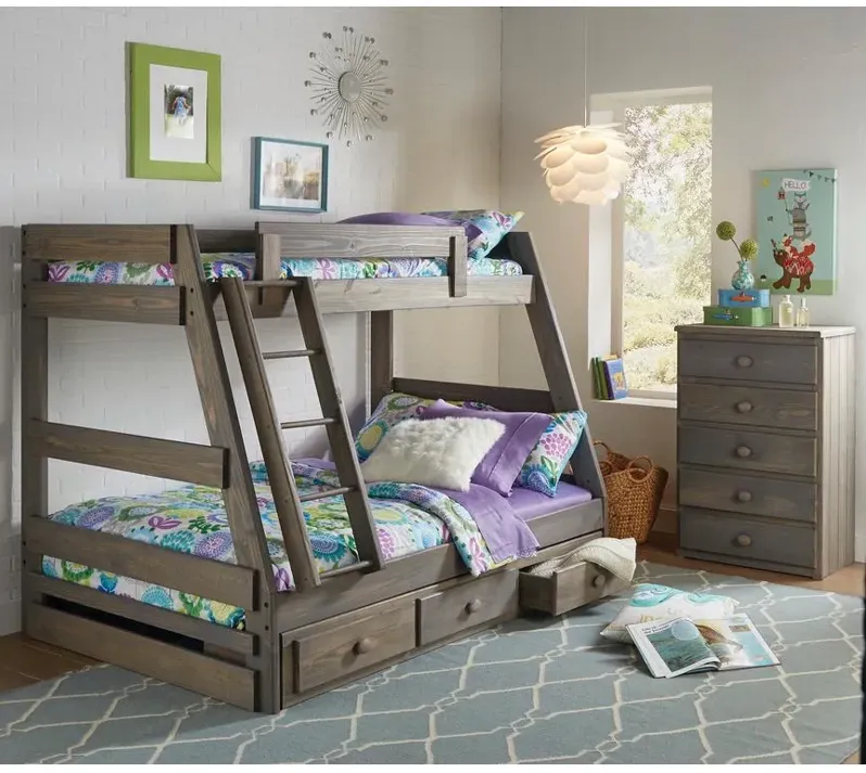 Twin over Full / Gray Quinn Gray Bunk Bed