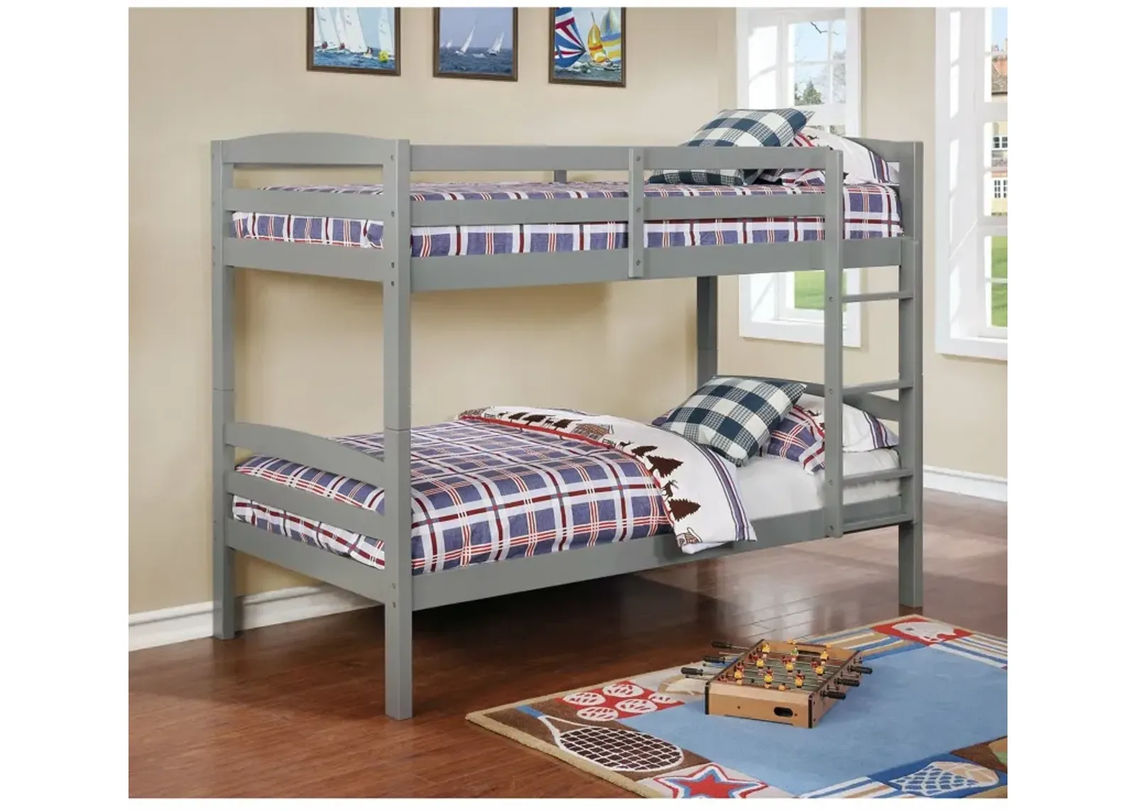 Twin over Twin / Gray Caden Bunk Bed