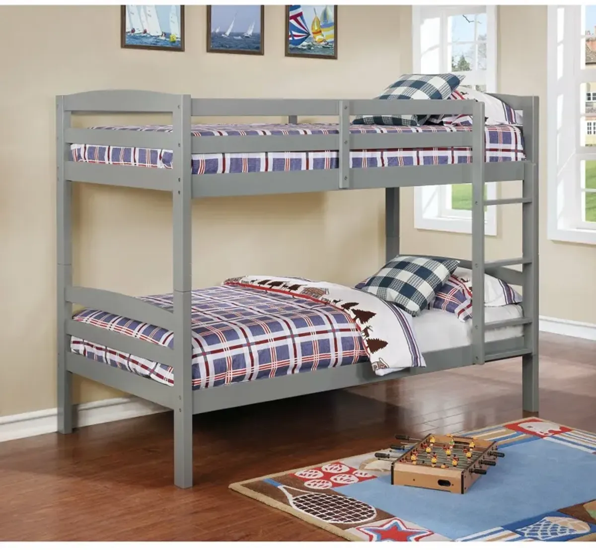 Twin over Twin / Gray Caden Bunk Bed