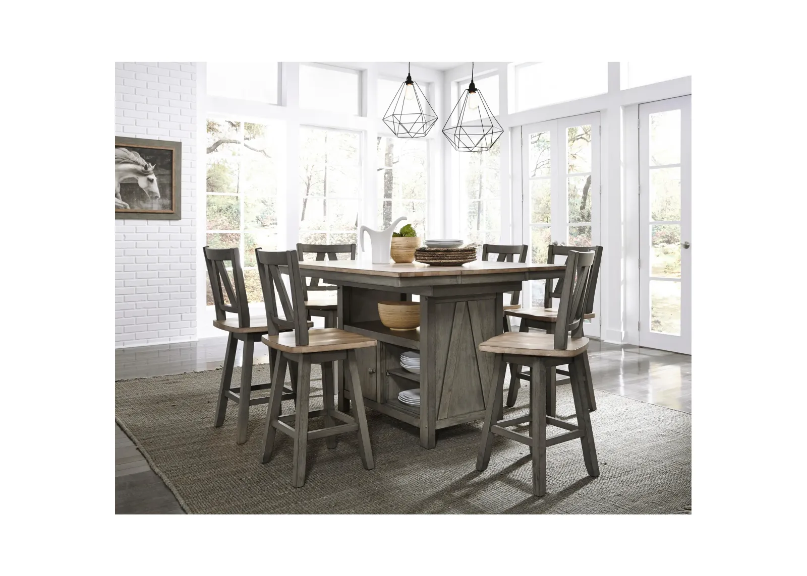 Lindsey Farm Kitchen Island with Stools