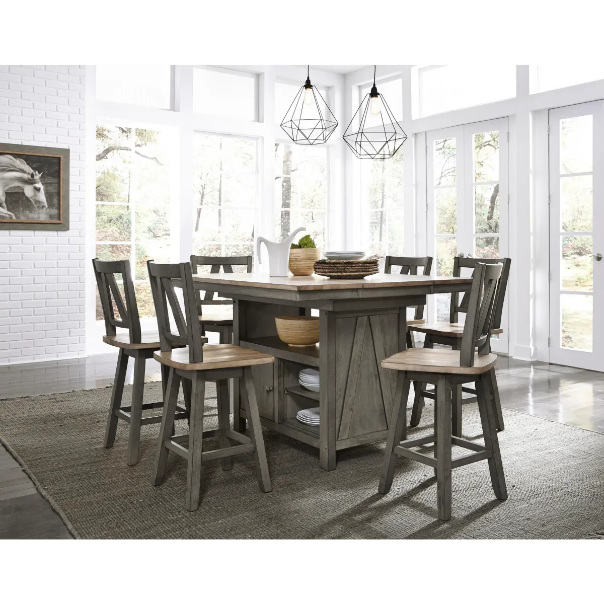 Lindsey Farm Kitchen Island with Stools