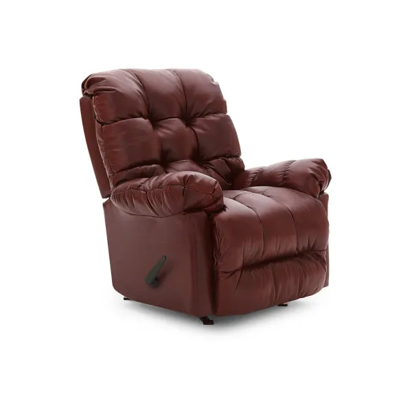 Burgundy Picot Leather Rocker Recliner