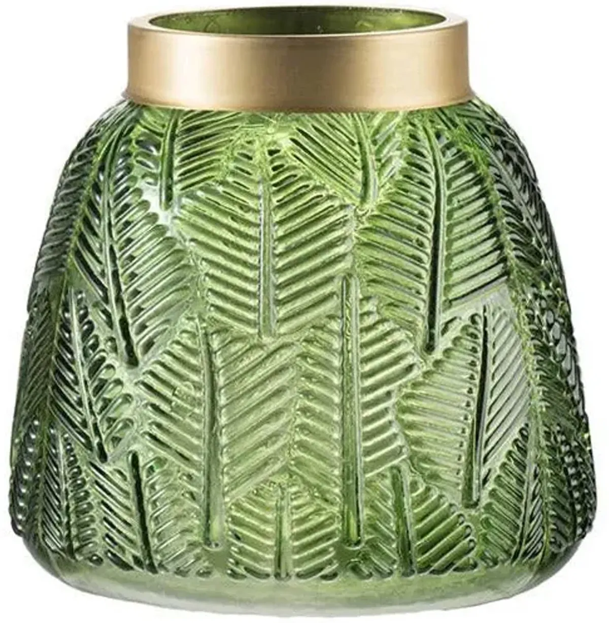 Green Fern Leaf Glass Vase I