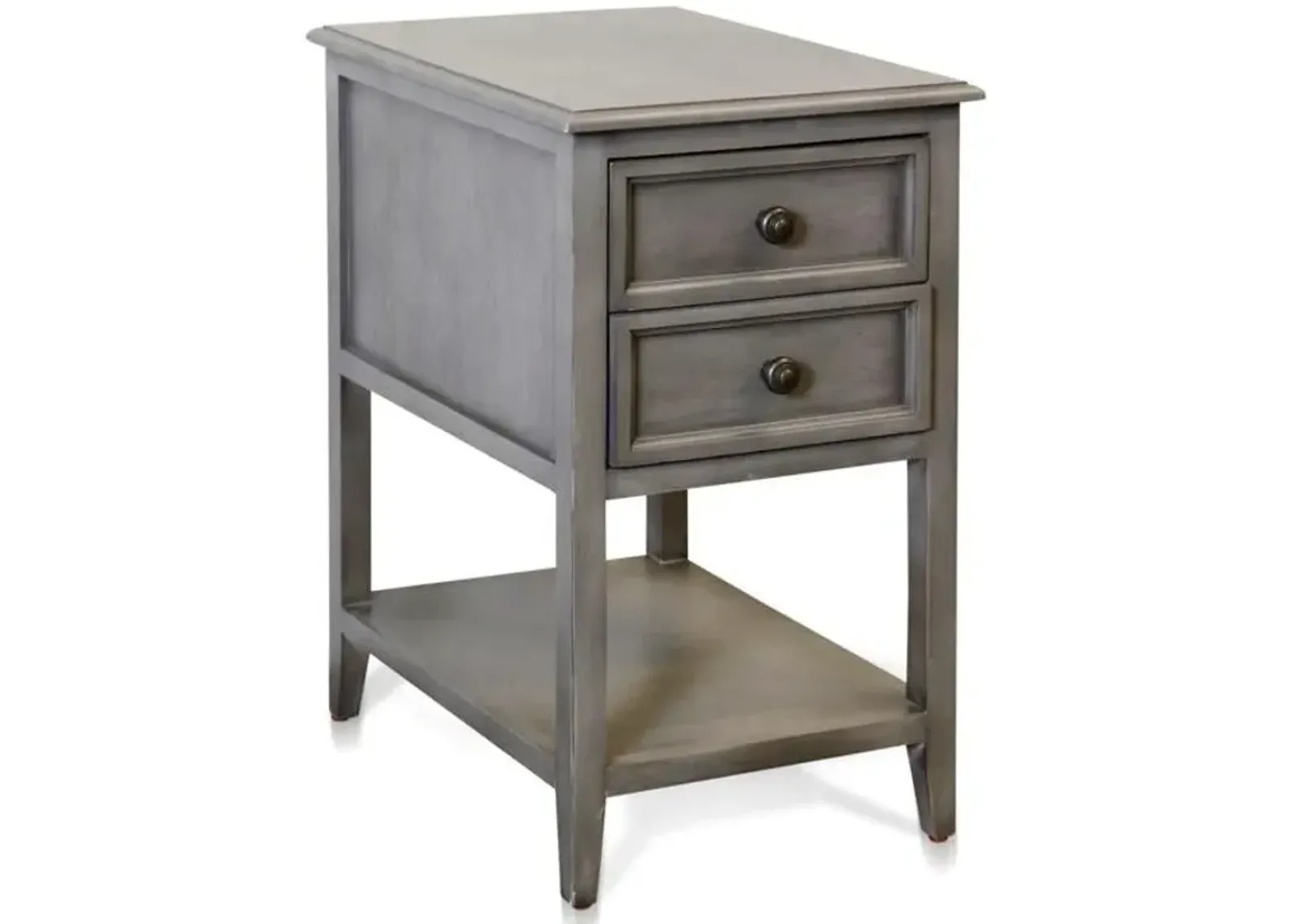 Gray Side Table with Drawers