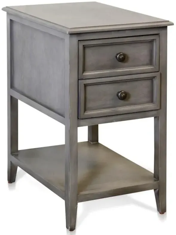 Gray Side Table with Drawers