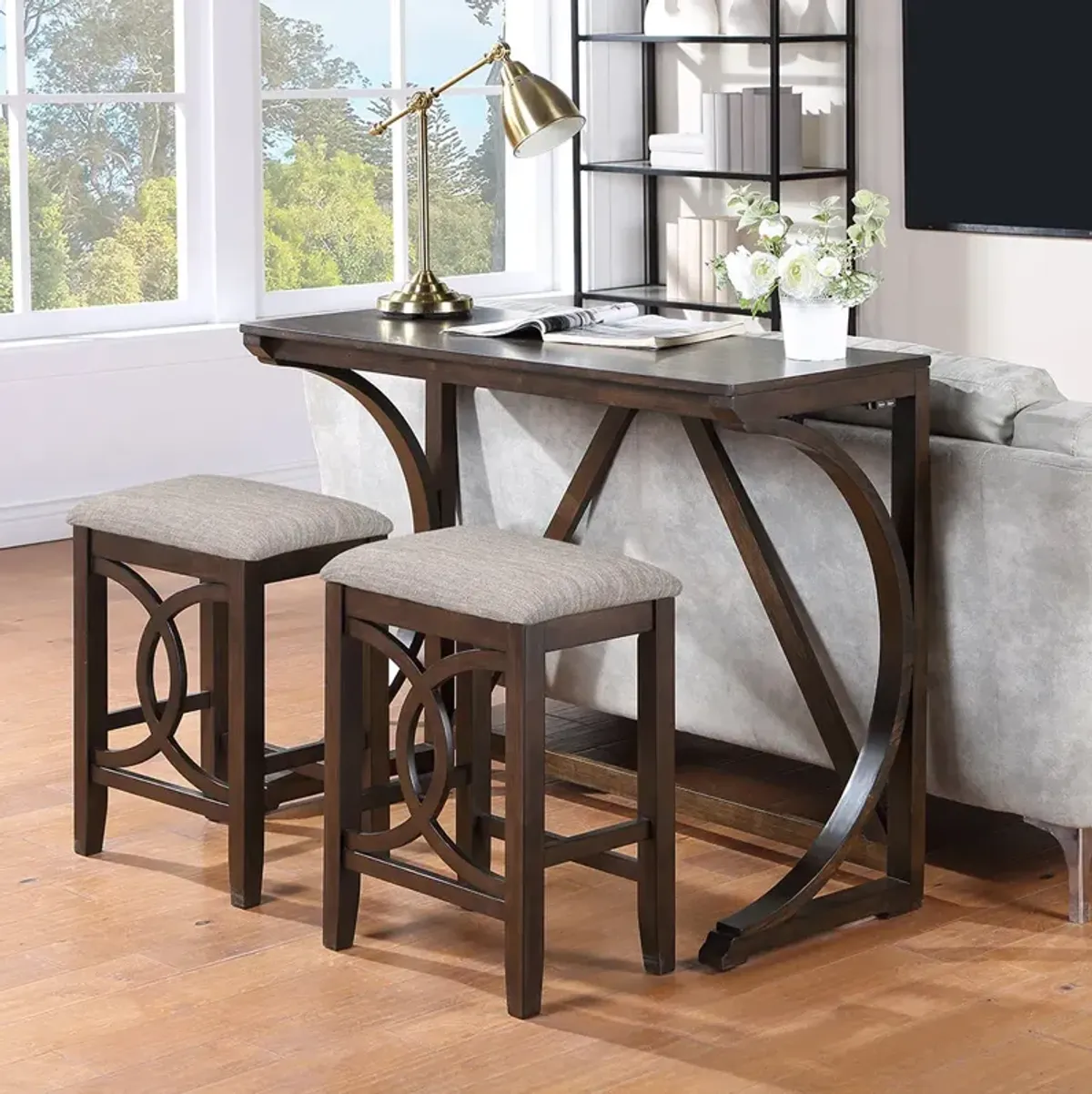 Bella Sofa Table with 2 Stools - Cherry