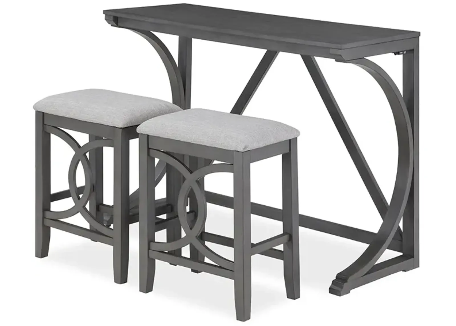 Bella Sofa Table with 2 Stools - Gray