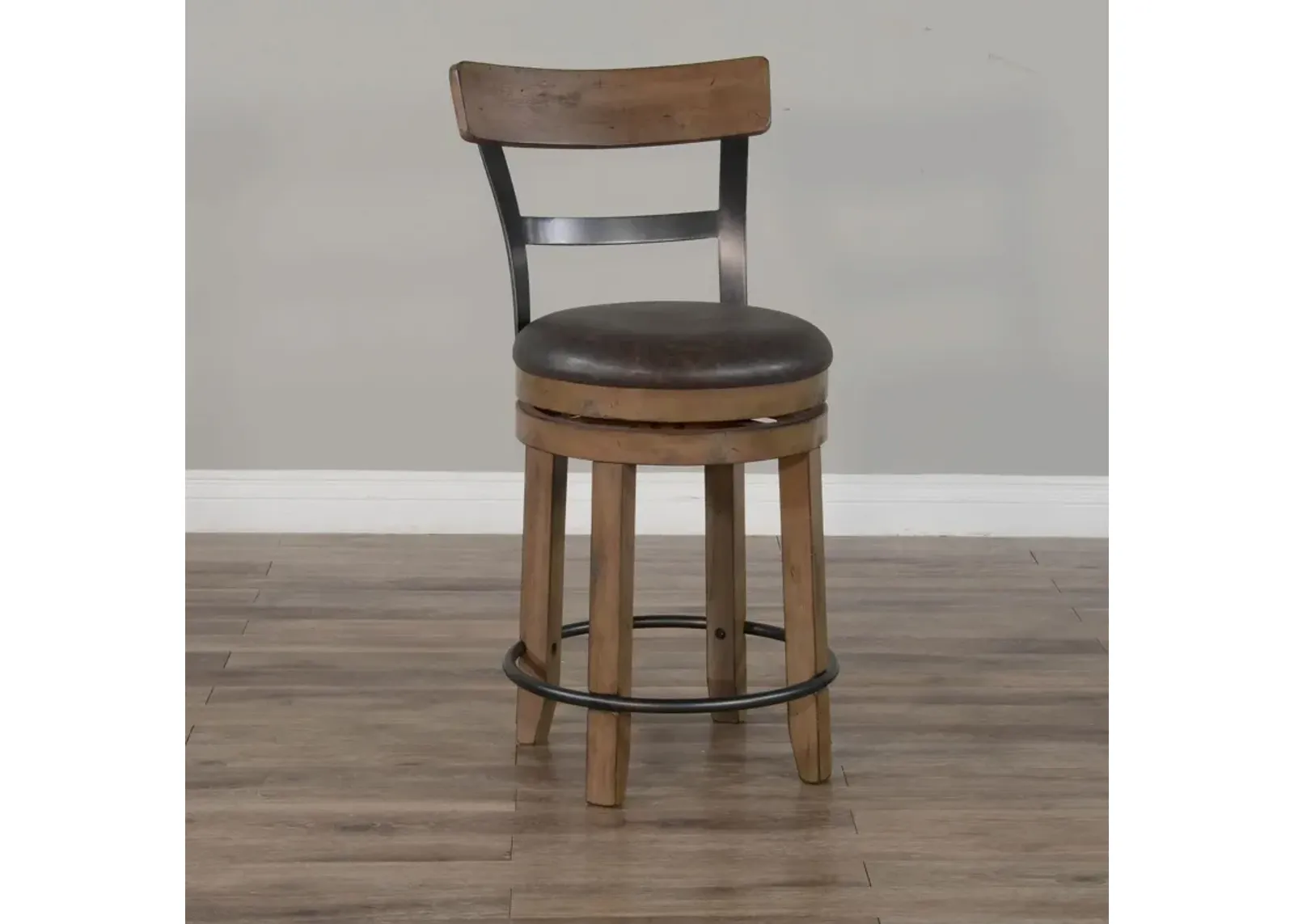 Buckskin Swivel Barstool with Back