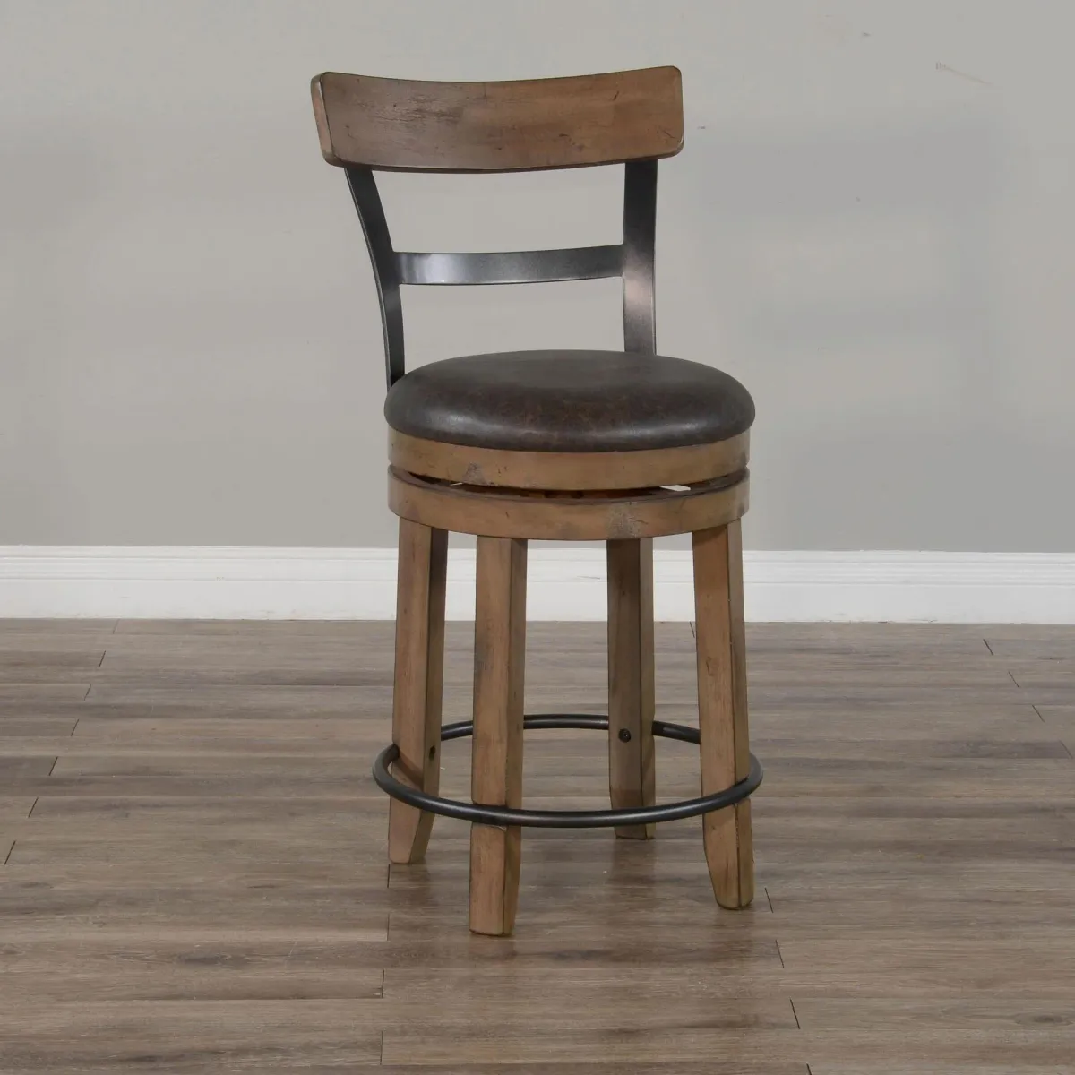 Buckskin Swivel Barstool with Back