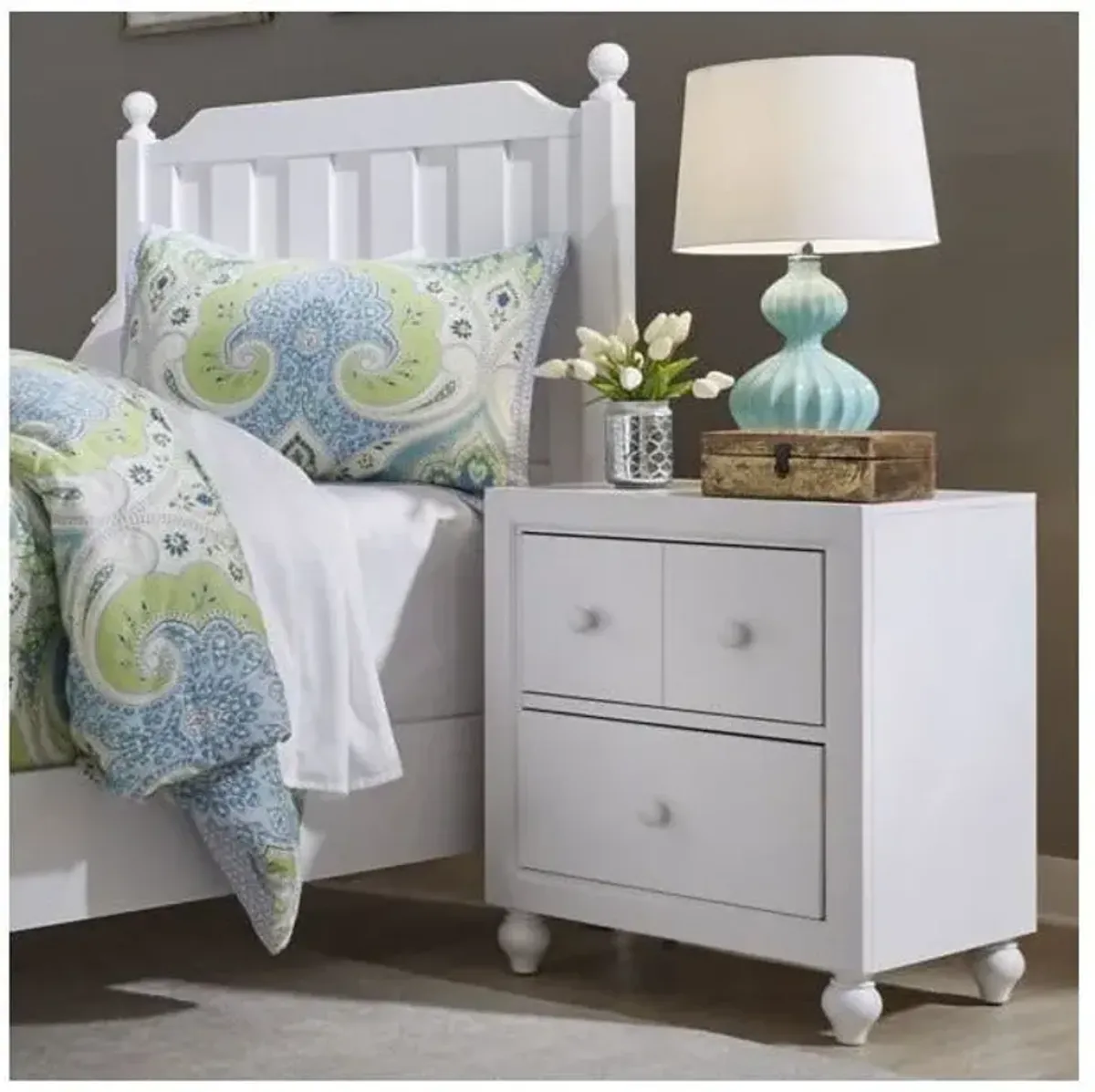 White Cottage View Nightstand