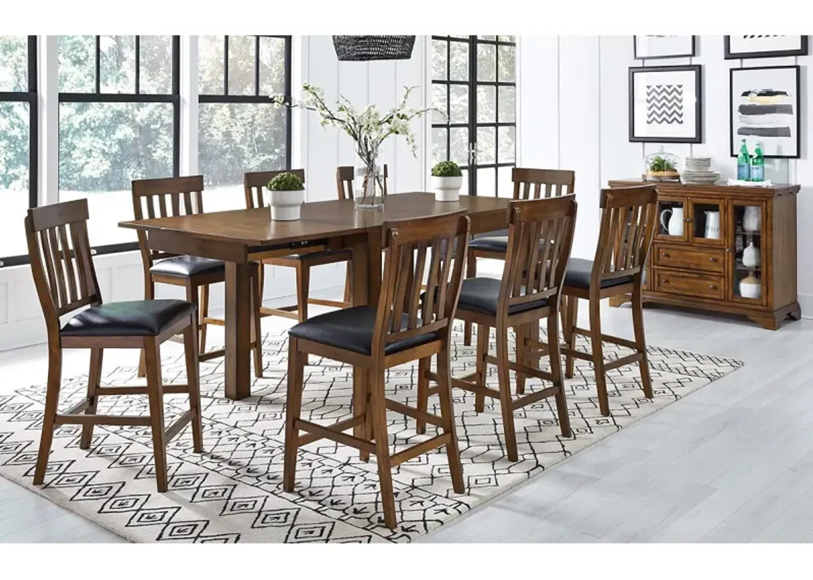 Counter Height / Whiskey (Brown) Mariposa Dining Set (5pc)