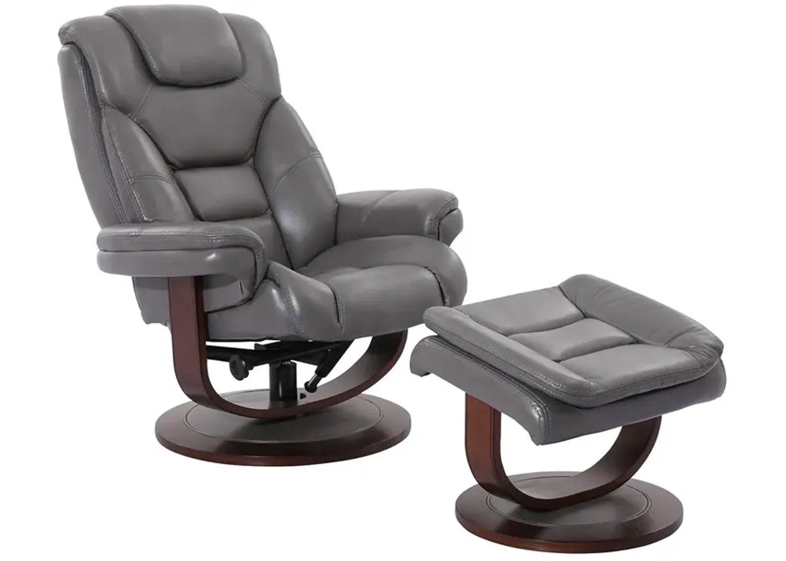 Ice (Grey) Oslo Manual Swivel Recliner with Ottoman