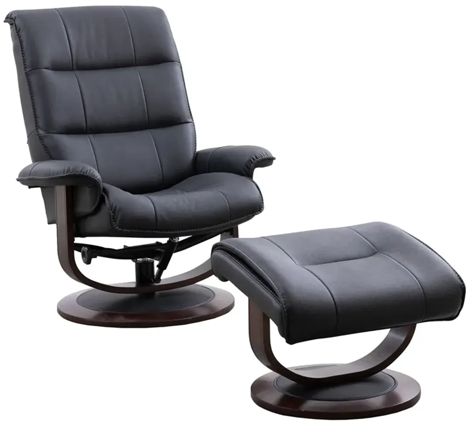 Midnight (Black) Montclair Manual Swivel Recliner with Ottoman