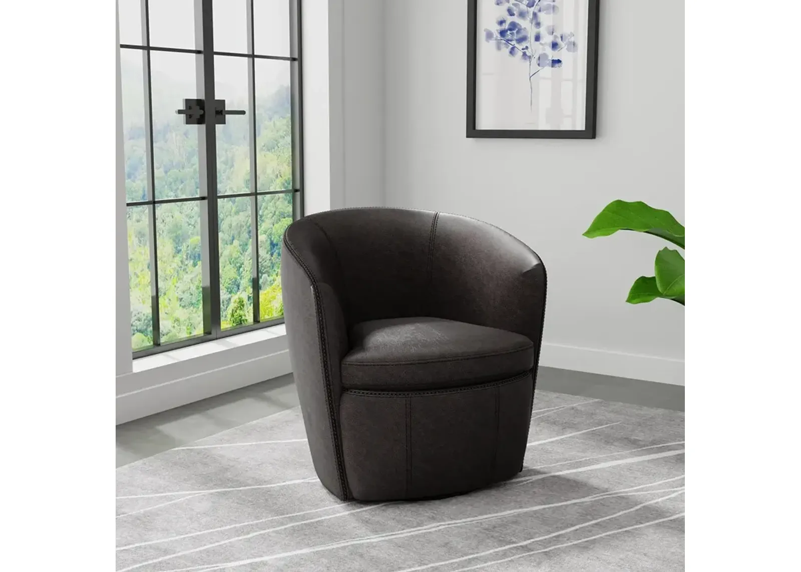 Slate SoHo Leather Swivel Chair