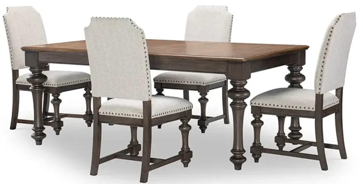 Table and 4 Upholstered Side Chairs Kingston Dining Set (5pc)