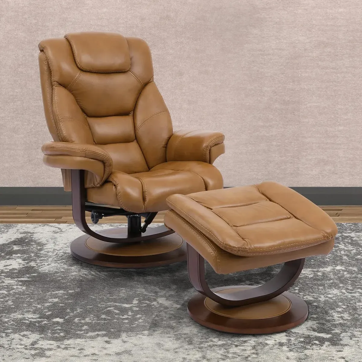 Butterscotch (Tan) Oslo Manual Swivel Recliner with Ottoman