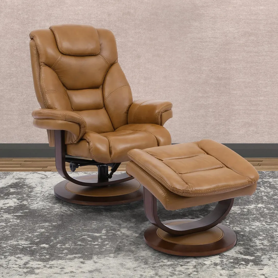 Butterscotch (Tan) Monarch Manual Swivel Recliner with Ottoman