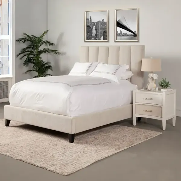 Queen / Beige Aiden Upholstered Bed