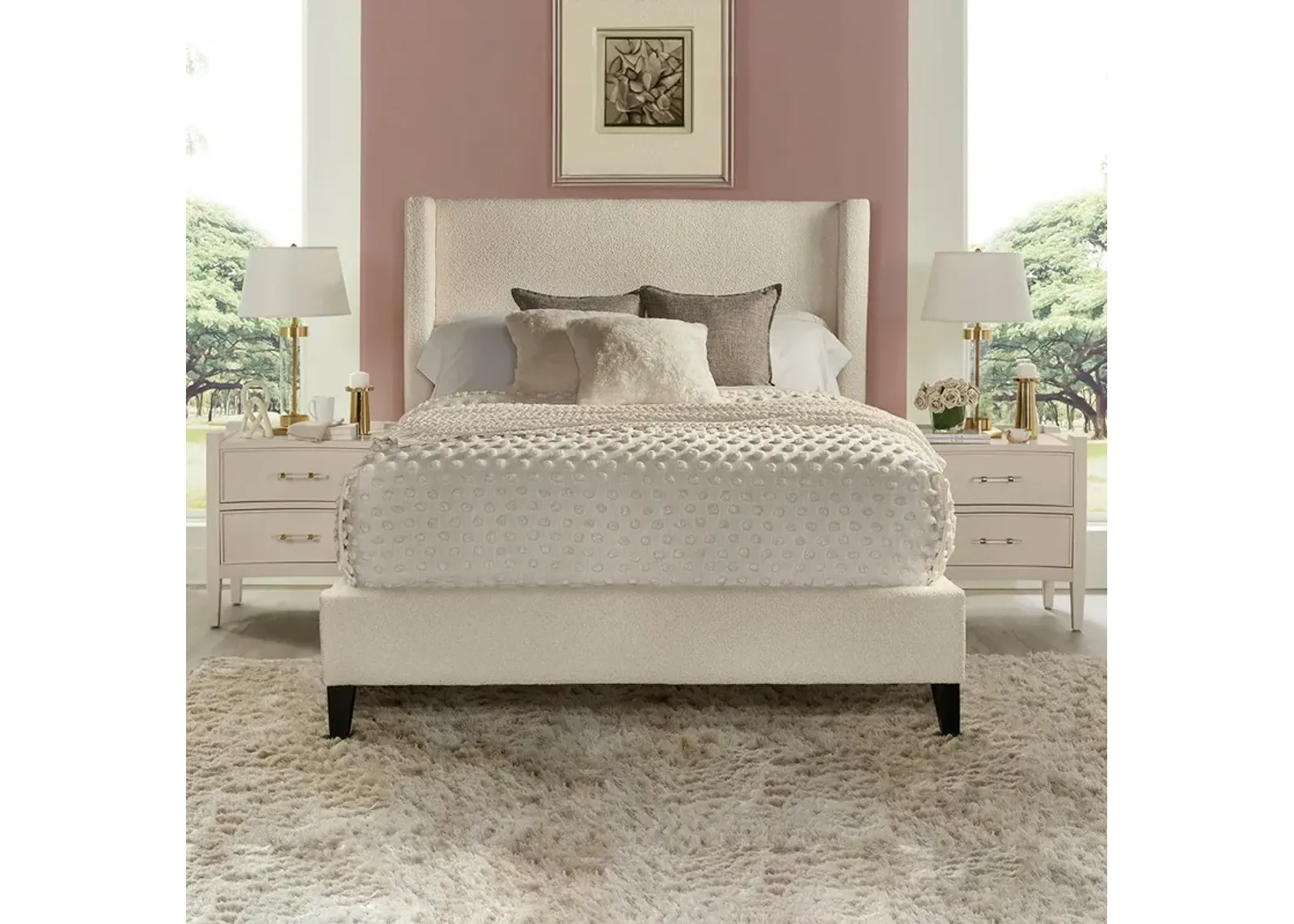 Queen / Ivory Seraph Upholstered Bed