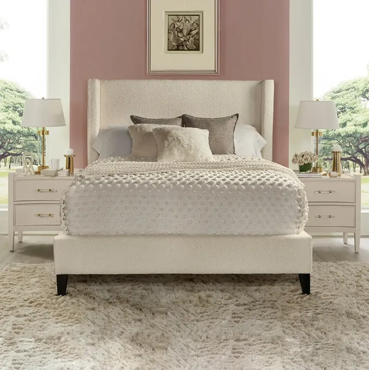 Queen / Ivory Seraph Upholstered Bed