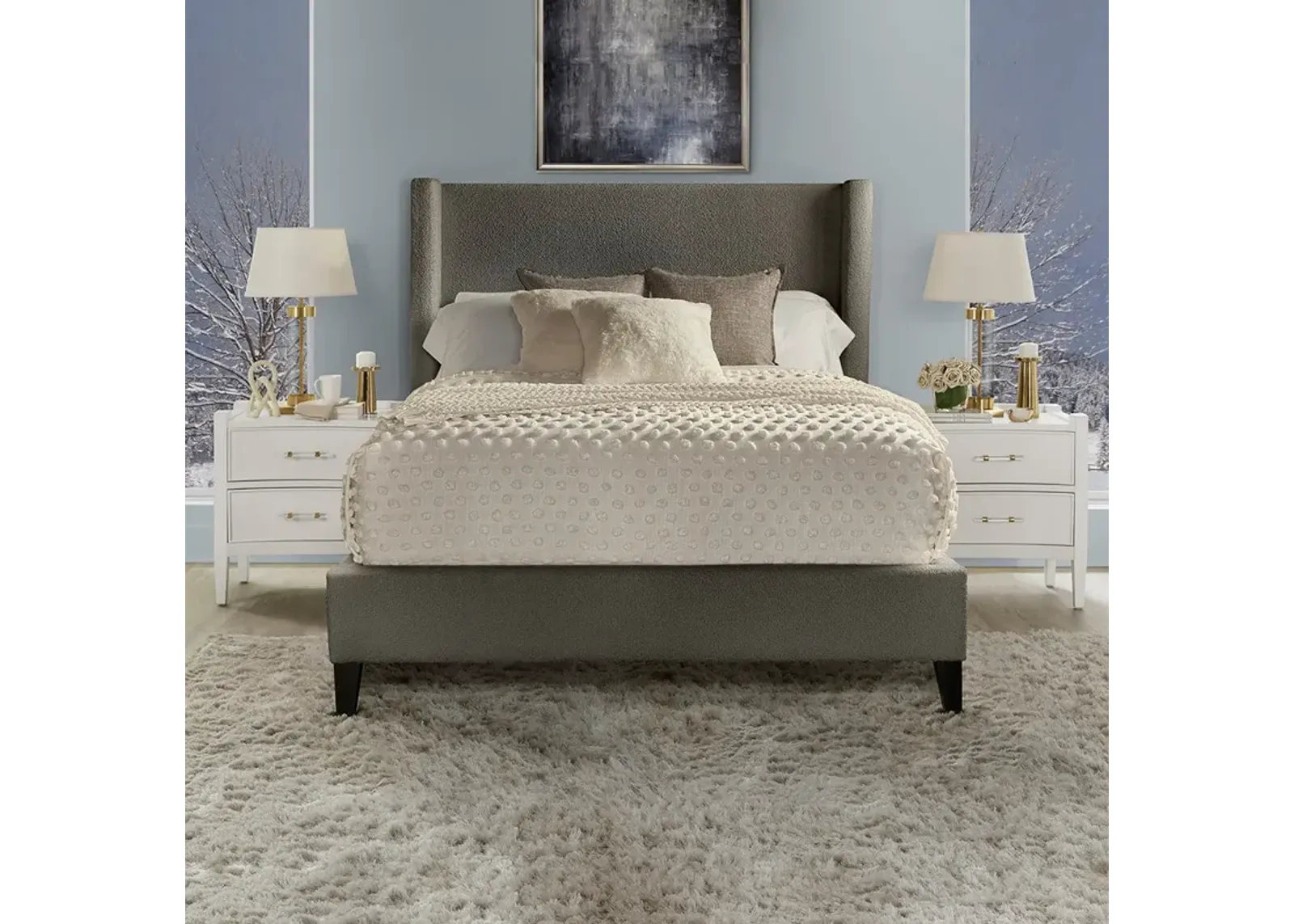 Queen / Charcoal Seraph Upholstered Bed